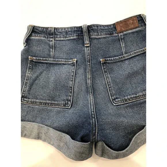 Hollister Jean Shorts Womans Size 3 w26 Blue Denim Vintage Stretch w/Cuff - Picture 5 of 5